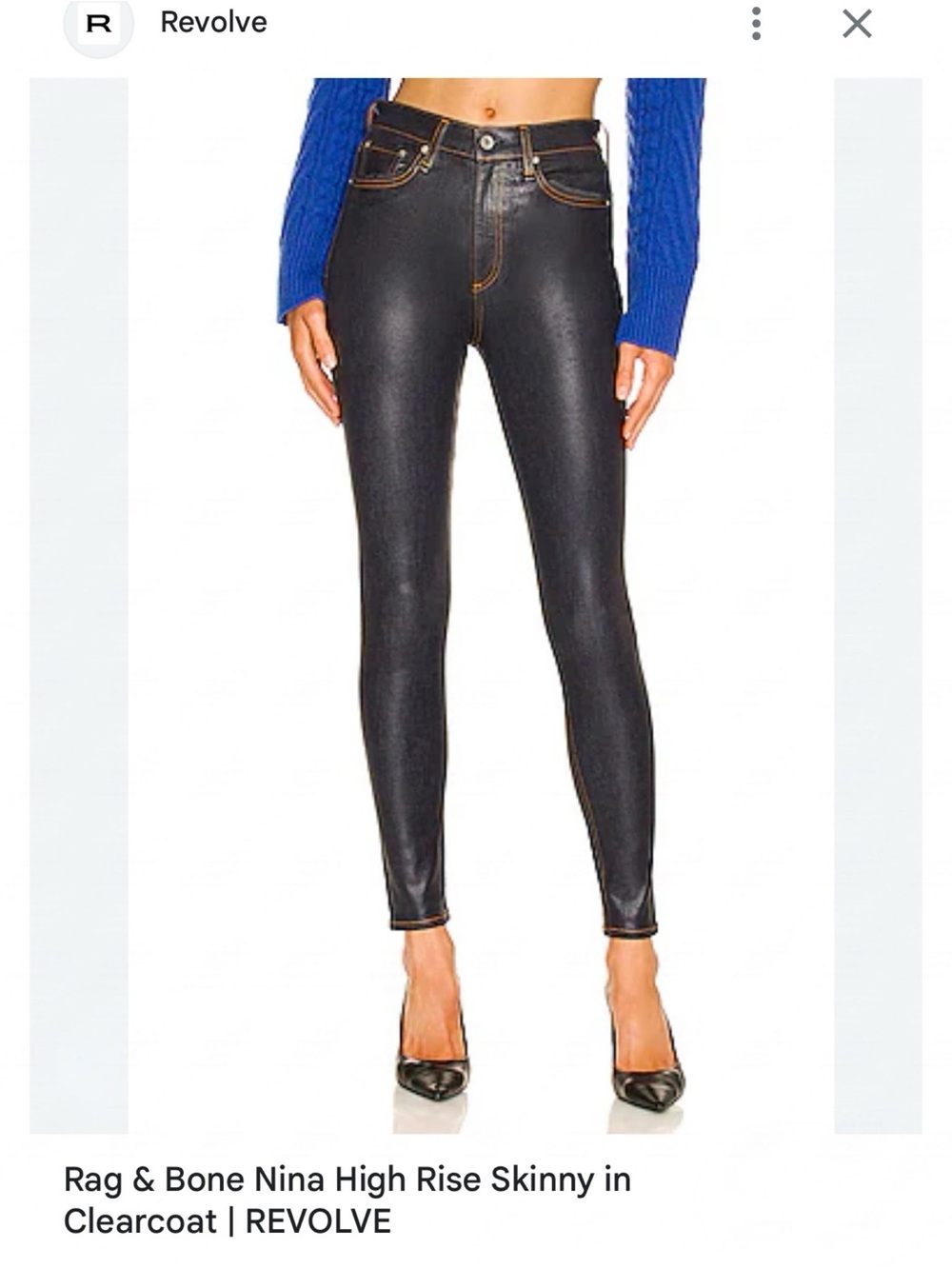 NWT rag & bone Nina clear coated Dark Indigo High-Rise Skinny Jeans Sz 25